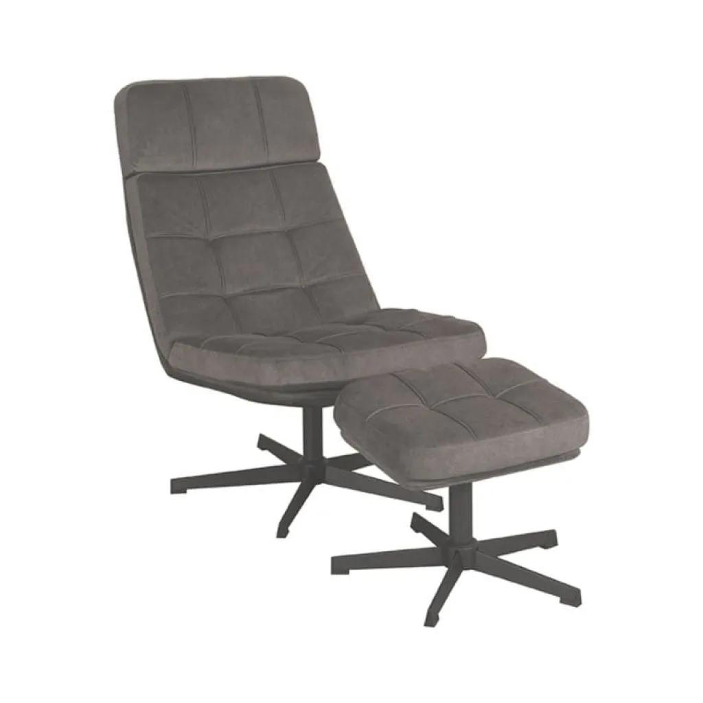 HUUS Draaifauteuil Alvar + Hocker