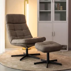HUUS Draaifauteuil Alvar + Hocker