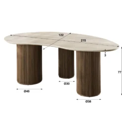 HUUS Eettafel Silvy niervormig